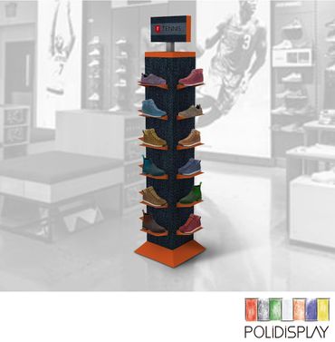 Display de Chão Automático Expositor de papelão para Calçados no pdv