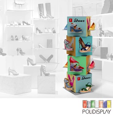 Display de Chão Automático Expositor de papelão para Calçados no pdv