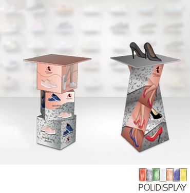 Display de Chão Automático Expositor de papelão para Calçados no pdv