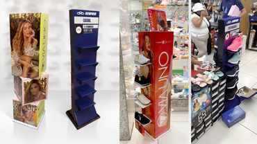 Display de Chão Automático Expositor de papelão para Calçados no pdv