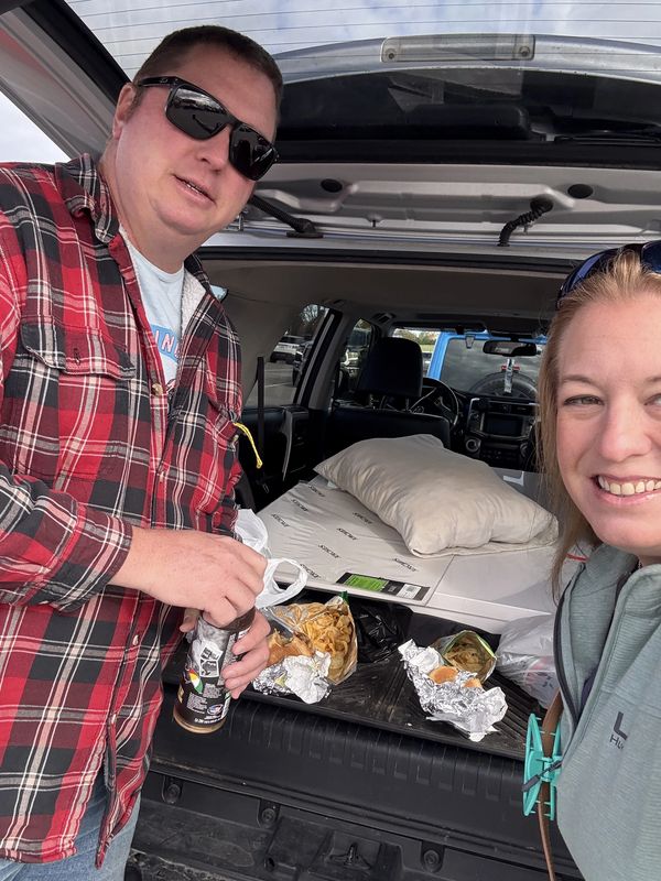 Make shift picnic on the road