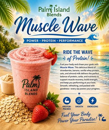 Ride the wave of nutrition with Muscle Wave, the ultimate smoothie for active lifestyles. This power
