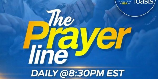Announcement for a daily prayer line at 8:30 PM EST.