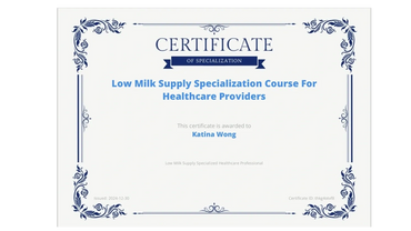 Low Milk Supply Course Certificate