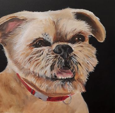 a painting of an angry dog