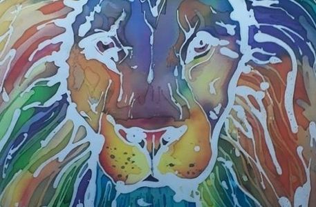 colorful painting of lion