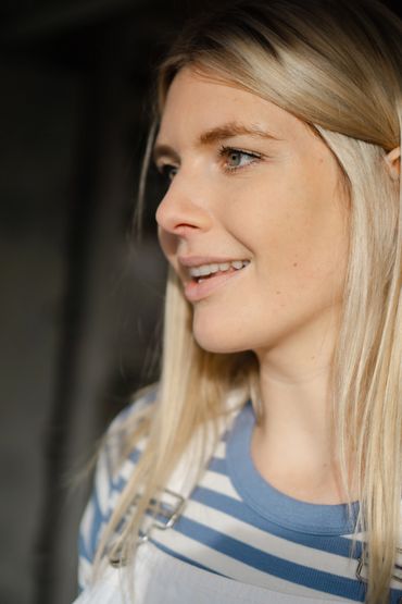 Relaxed brand portrait of a Devon creative building their local business