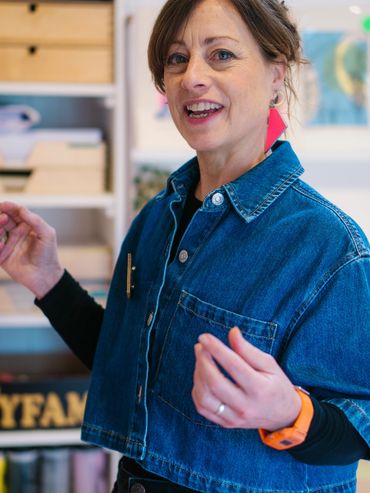 Relaxed brand portrait of a Devon business owner, Felicity Billen