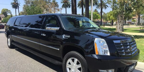 Sleek and luxurious black Cadillac stretched limousine