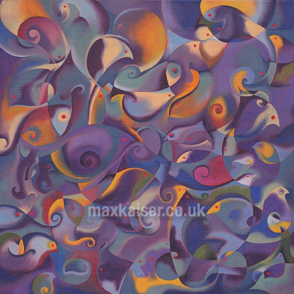 This is called 'Fishpond Reflections' and it features birds and fishes.