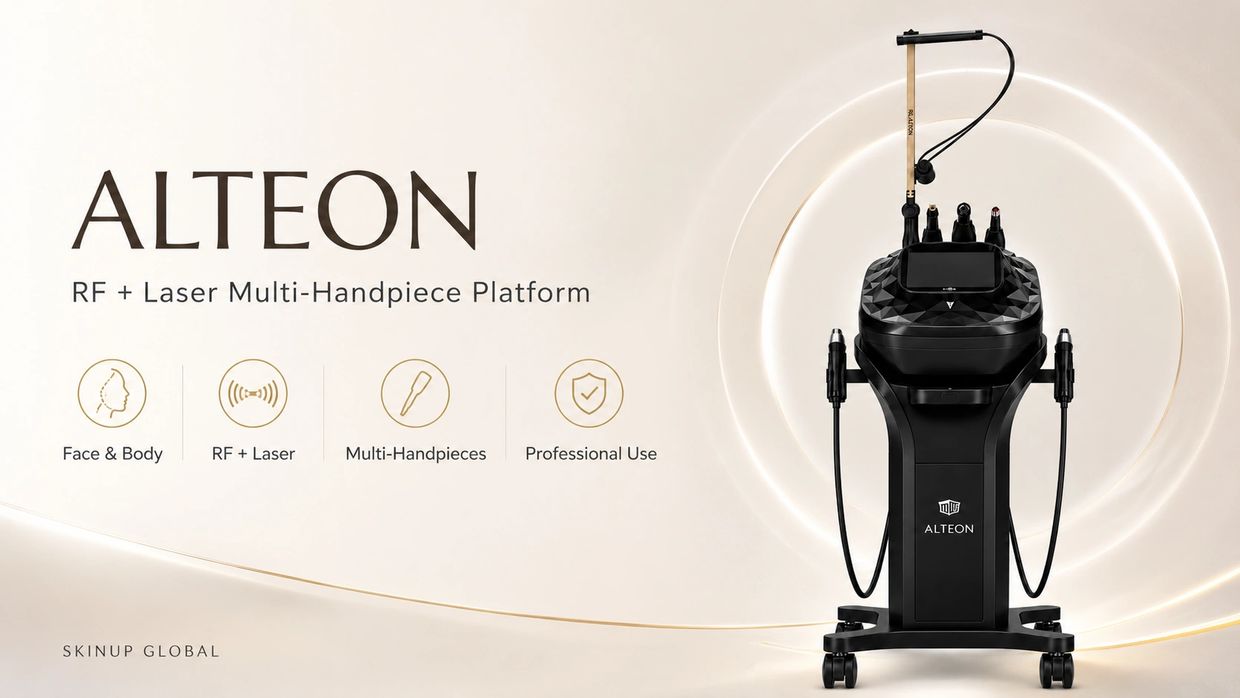 ALTEON RF + Laser Multi-Handpiece Platform for face and body treatments.