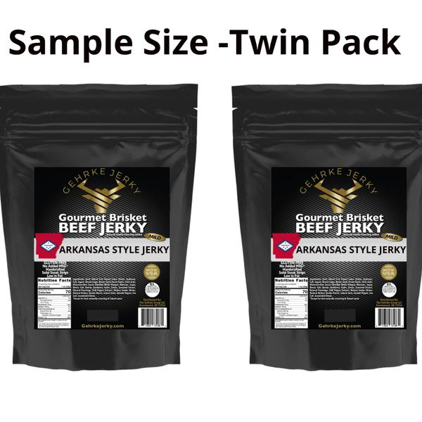 Gehrke Jerky twin pack of 3 oz. size bag of Arkansas Style Beef Jerky