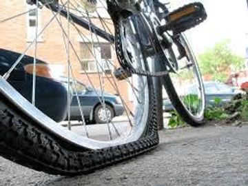 Puncture on bike wheel