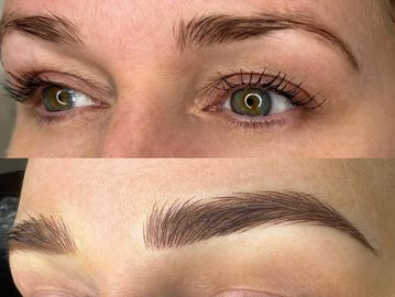 Combo Brows ( whispy microbaling and shading)