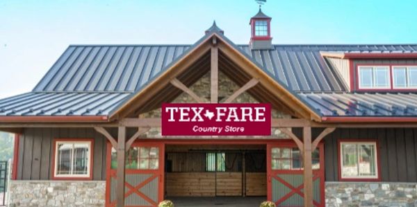 Front view of Tex Fare Country Store building.