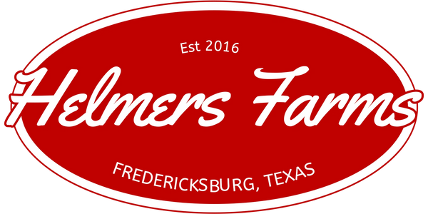 Logo of Helmers Farms, established in 2016 in Fredericksburg, Texas.