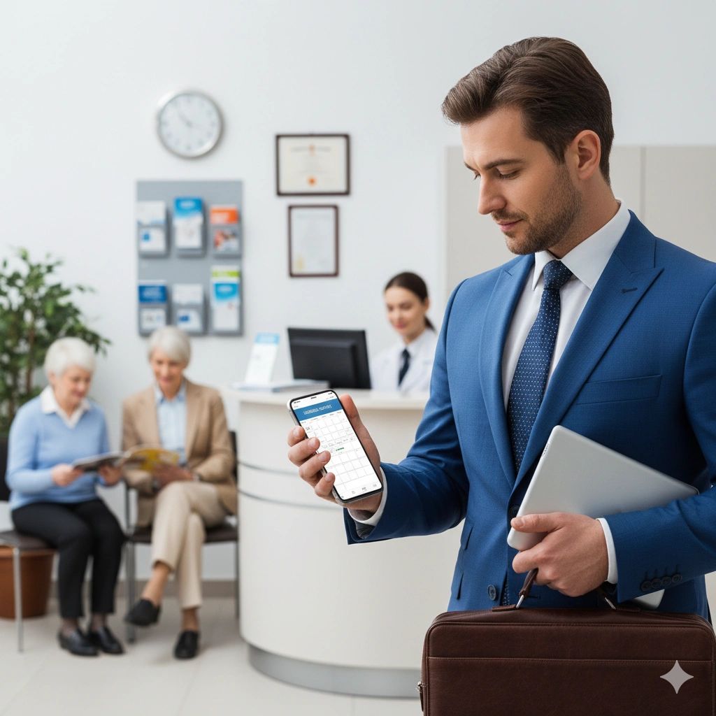 Vendor sales representative schedules an appointment from their phone.