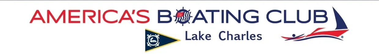 Logo of America's Boating Club, Lake Charles, with nautical symbols.