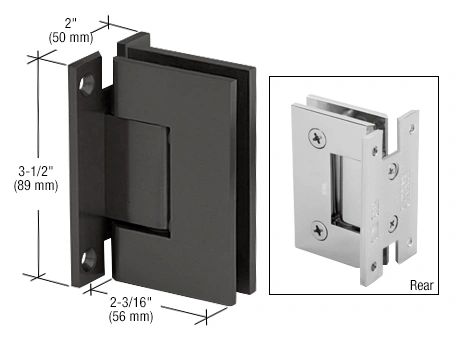 Wall mounted shower door hinge in Matte black.
CR Laurence hardware, 3 year warranty
