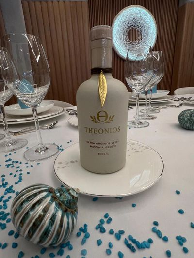 Theonios Ultra Premium Extra Virgin Olive Oil on a Mega Yacht