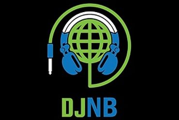 Logo featuring a green globe with blue headphones and 'DJNB' text below.