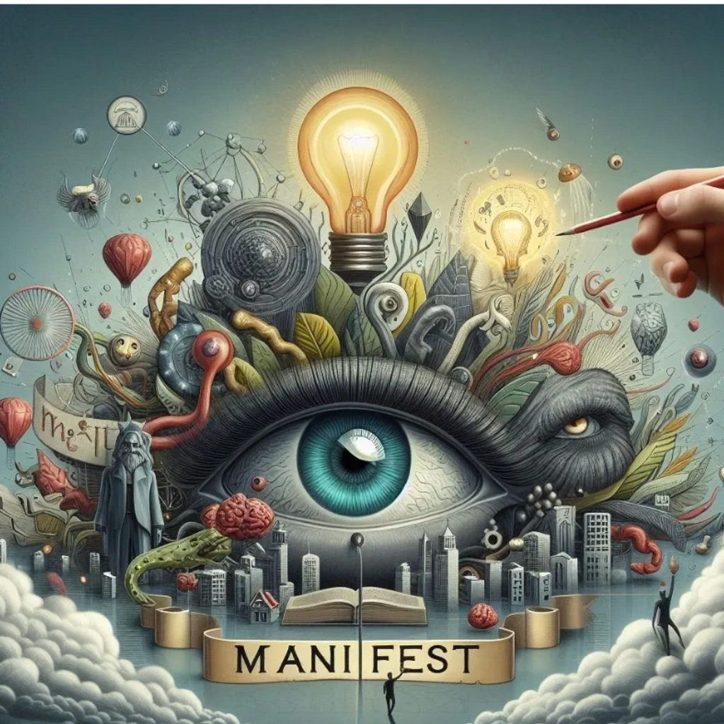 A visual representation of the word, Manifest.