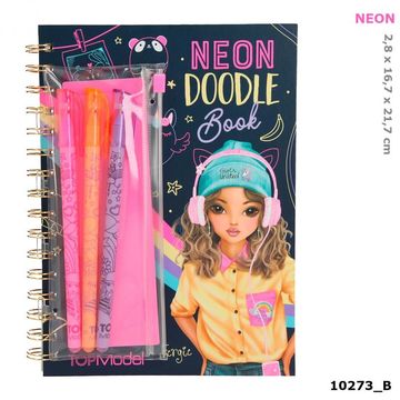 depesche top model neon doodle book with neon pen set