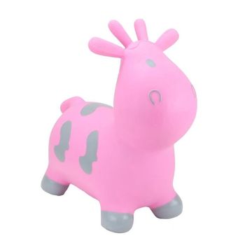 happy hopperz pink cow with grey spots