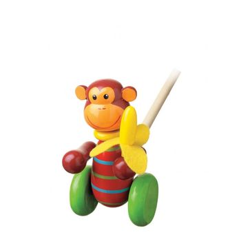 orange tree toys push along monkey