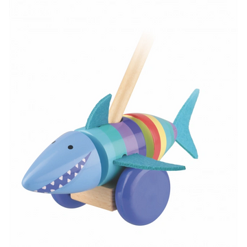 orange tree toys push along shark