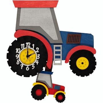 little timbers clock tractor blue