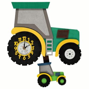 little timbers clock tractor green