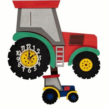 little timbers clock tractor red