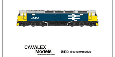 Blue British Rail Class 47 locomotive model illustration.