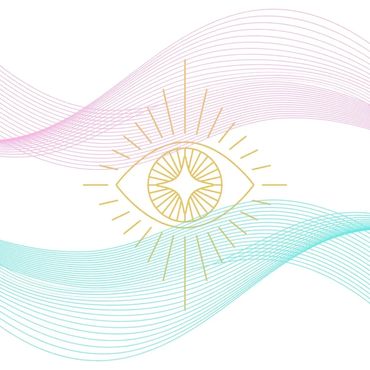 Abstract eye with wavy lines.