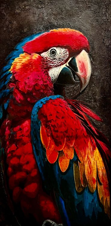 Ara-Papagei / Macaw Parrot
Machart: Mixedmedia
Masse: Leinwand 100x 50cm
Fr. 750.- 
ARTretokost