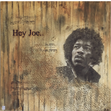 "Hey Joe - Jimmy Hendrix"
Machart: Acrylcollage
Masse: Sperrholzplatte 60 x 60cm
Preis: Fr. 350.-
AR