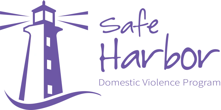 Logo of Safe Harbor Domestic Violence Program with a lighthouse.