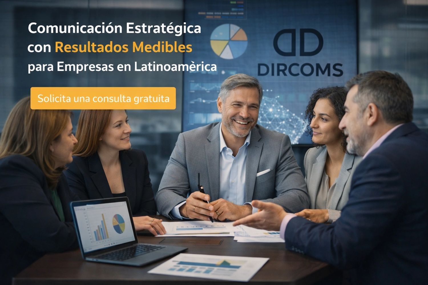 Equipo Dircoms en reunión estratégica de comunicación corporativa, para empresas y líderes en LATAM