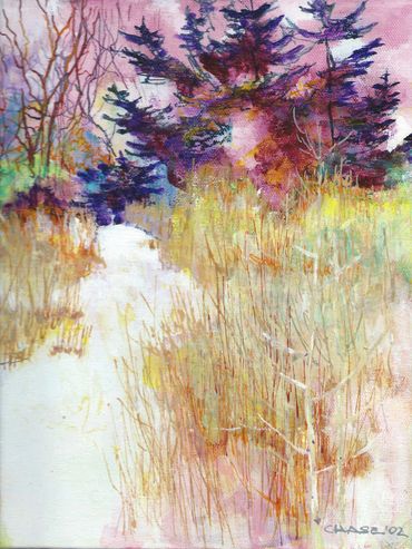 "Sibley Park, Trail to Mt. Tom"
Acrylic on canvas, 8X10, 2002.