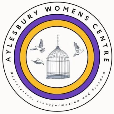 Logo of Aylesbury Womens Centre with birds flying out of a cage.
