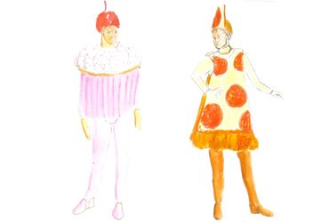 Chicago costume designer Janice Pytel's costume sketch for Sweet and Fat costumes