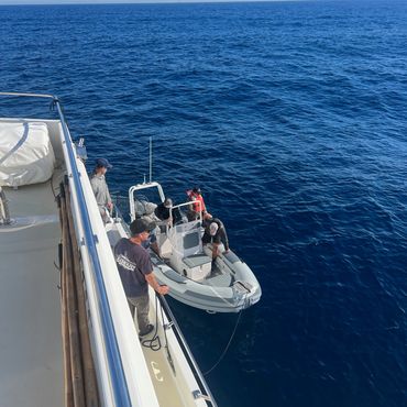 RIB boat launched from yacht
