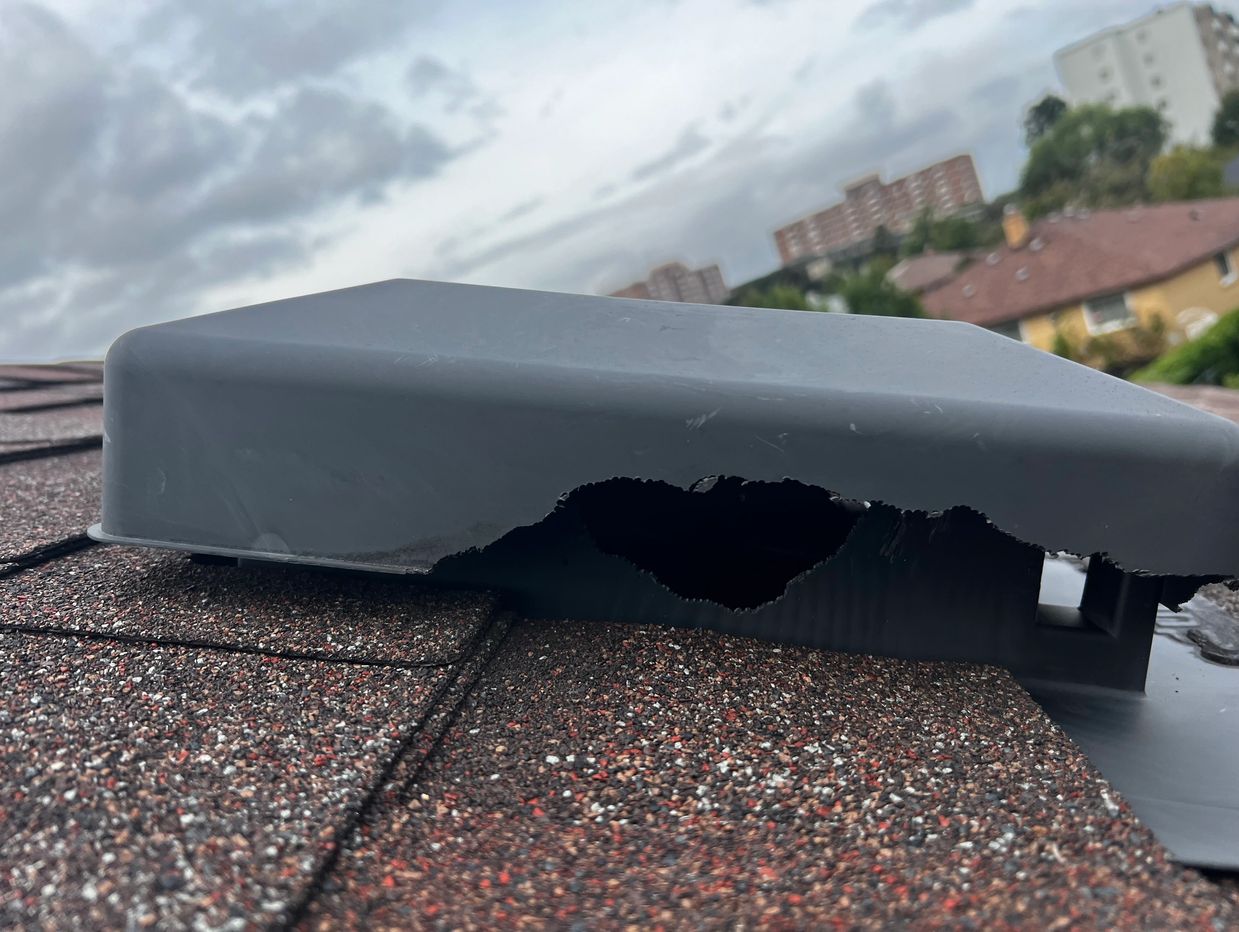 Damaged roofing vent