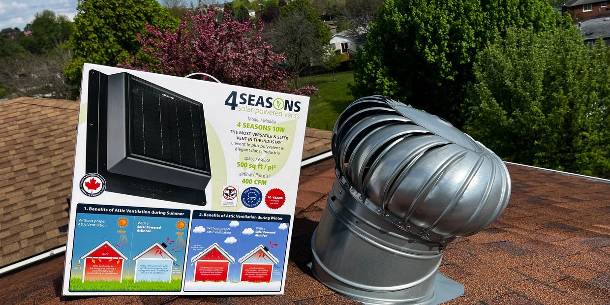 Solar powered vent instead of turbine whirlybird vent