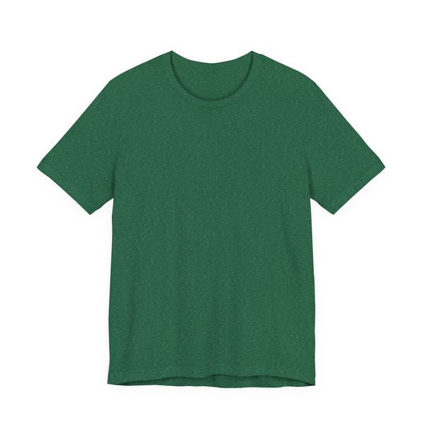 Plain green short-sleeve t-shirt with a round neckline.