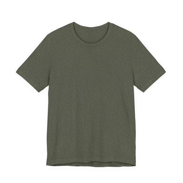Plain olive green short-sleeve t-shirt on a white background.