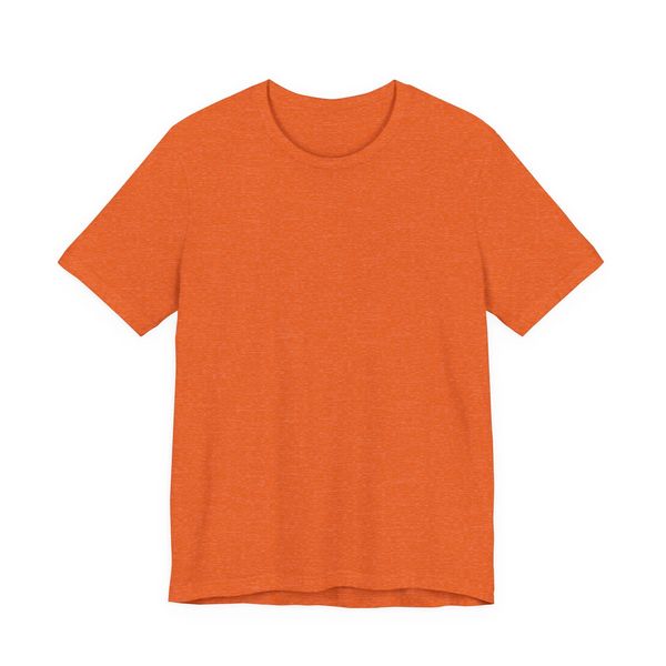 Plain orange short-sleeve T-shirt on white background.