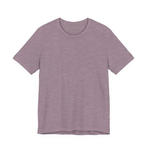 Plain mauve heathered short-sleeve t-shirt with a round neck.