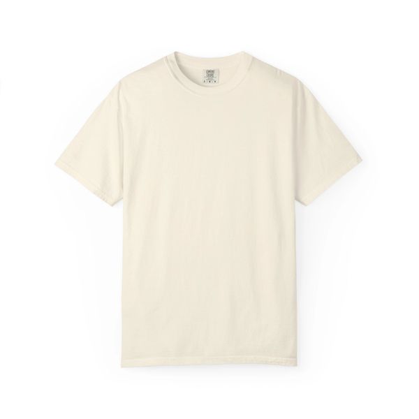 Plain off-white short-sleeve T-shirt with a crew neck.